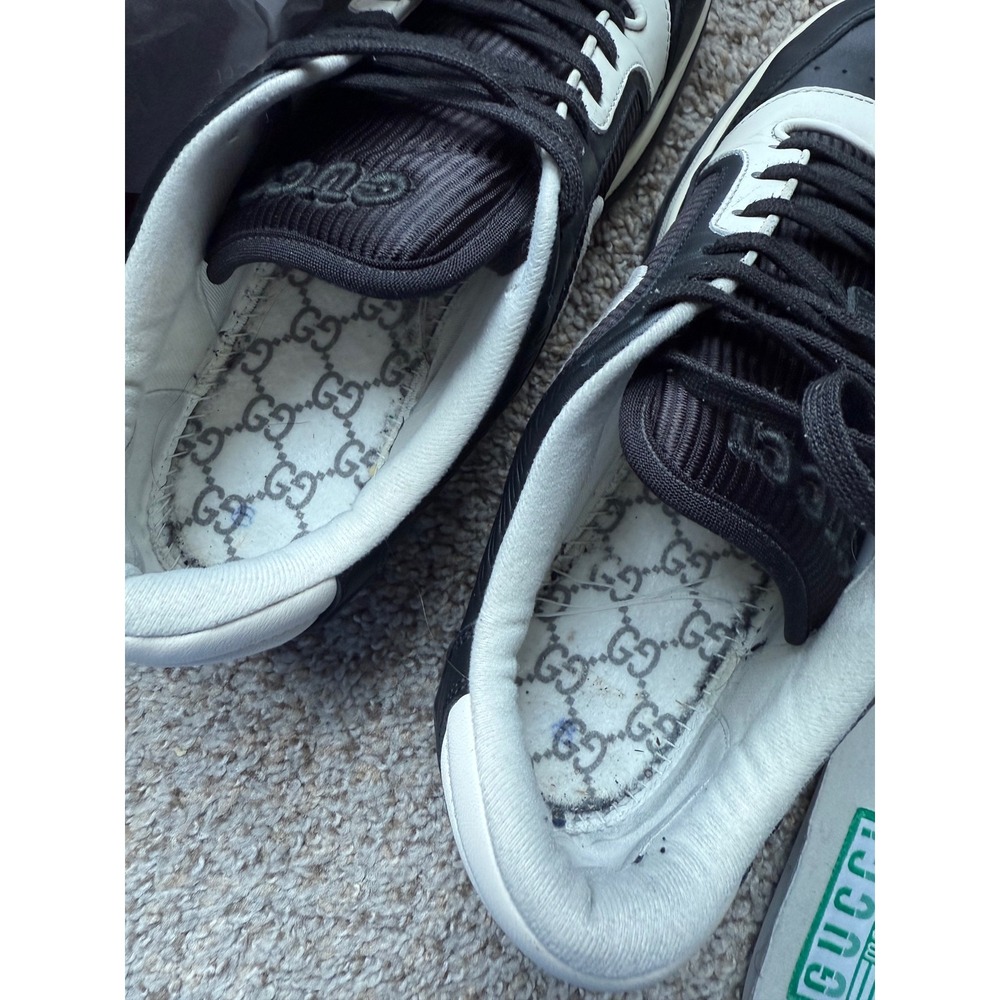 Gucci Mac80 Black white‎ Leather GG Logo Sneakers Shoes men Size 8 women 10 - Picture 10 of 14